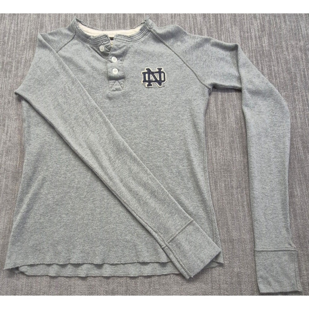 League Notre dame Fighting Irish Gray Henley Long Sleeve Shirt M 100% cotton men
